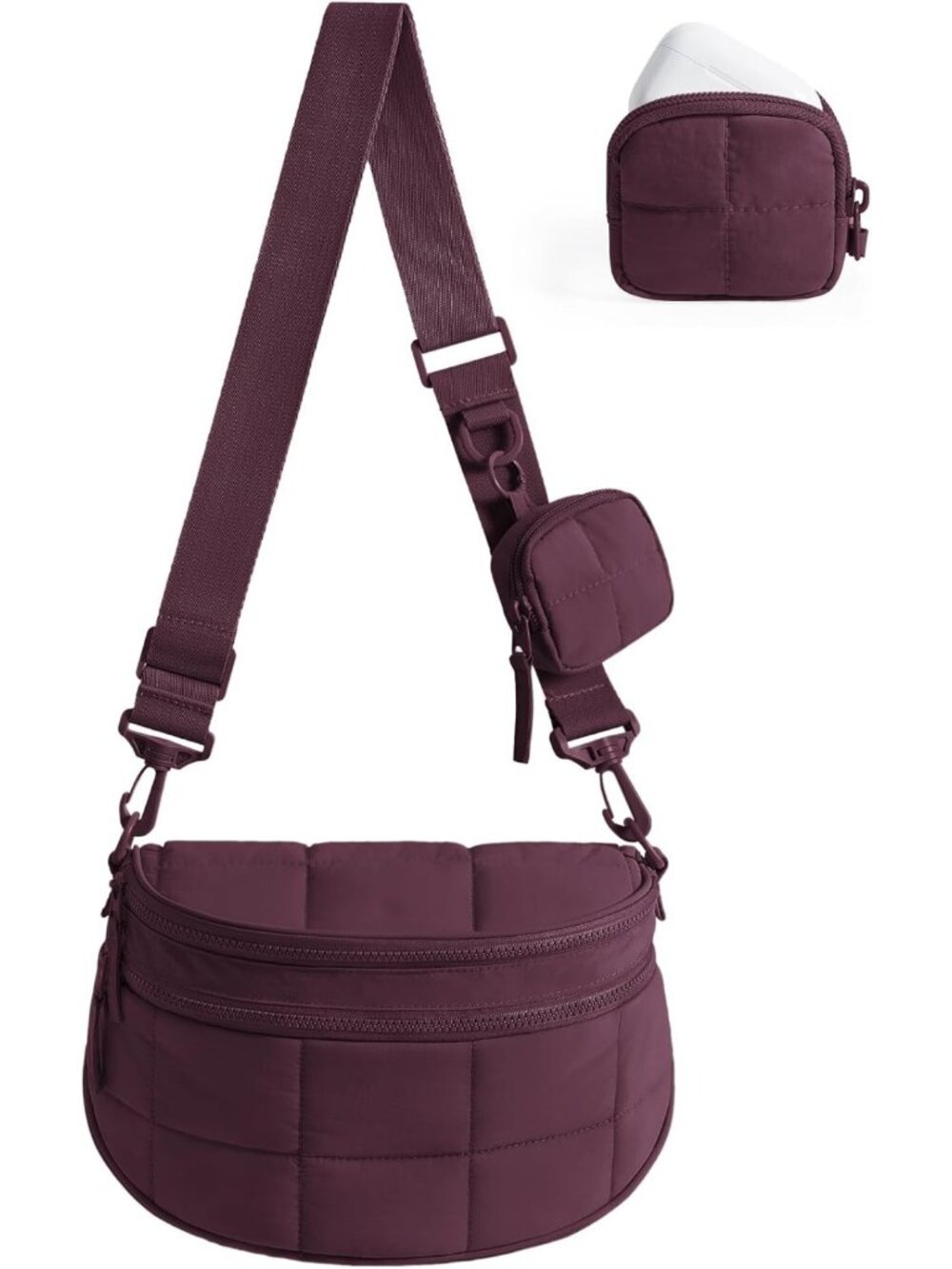 Stylish Puffer Crossbody Bag for Women, Cute Bum Bag with Pouch, Trendy